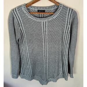 AB Studio Sweater Womens Medium Gray Knit Long Sleeve Pullover